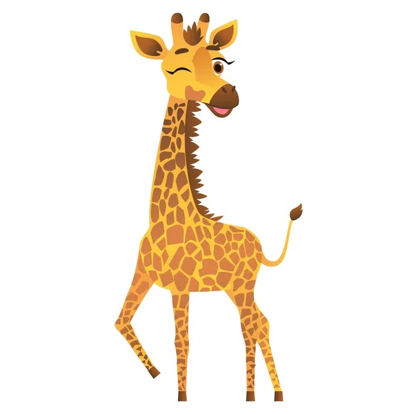 Cute Cartoon Giraffe Vector Illustration White Isolated Background Drawing Designs — Image vectorielle