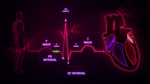 Ecg Dalgaları Menekşe Arkaplanda Sinyal Veriyor — Stok video