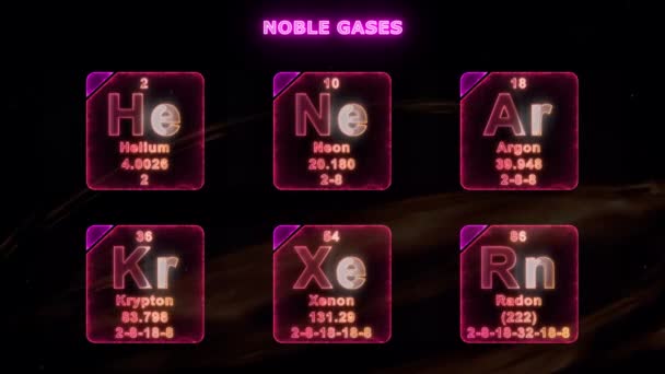 Mesa Periódica Moderna Gases Nobles — Vídeos de Stock