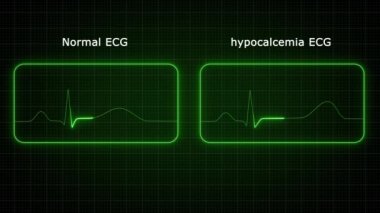 Yeşil ışık hayat çizgisi animasyonu parlıyor. Elektrikli neon ışıklandırma siyah arkaplanda çizgi animasyonunu takip ediyor. Kalp atış hızı elektrokardiyogramı. 3 Boyutlu Resimler