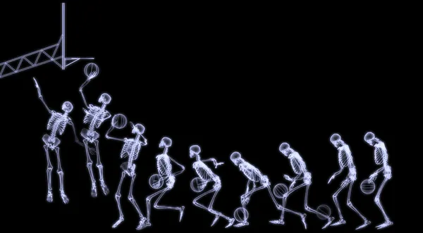 Ακτινογραφία rafiography του σώματος huan (σκελετός) παίζοντας μπάσκετ Royalty Free Εικόνες Αρχείου
