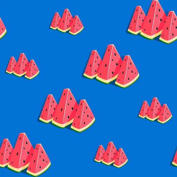 Watermelons Slices Pattern Seamless Vector Background — ストックベクタ