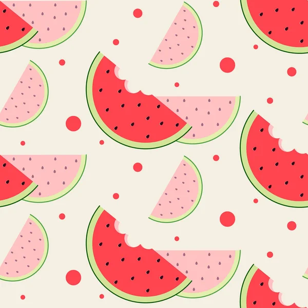 Watermelons Slices Pattern Seamless Vector Background — Stockový vektor
