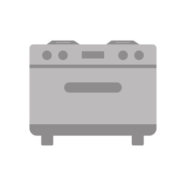 Yemek pişirmek için mutfak sobası. Mutfak aletlerinin simgesi. Beyaz arkaplanda izole edilmiş vektör illüstrasyonu