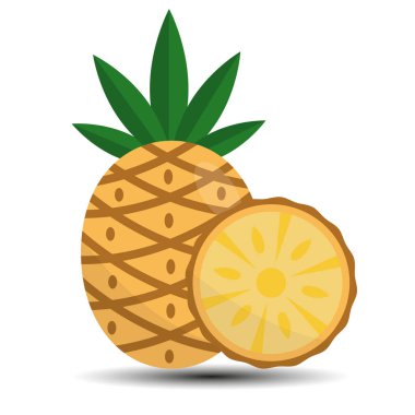 Dilimlenmiş ananas. Vektör illüstrasyonu beyaz arkaplanda izole edildi