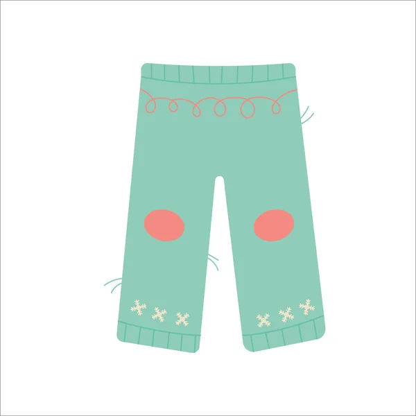 Colorful Winter Knitted Pants Ornament Vector Illustration Isolated White Background — Stockvektor