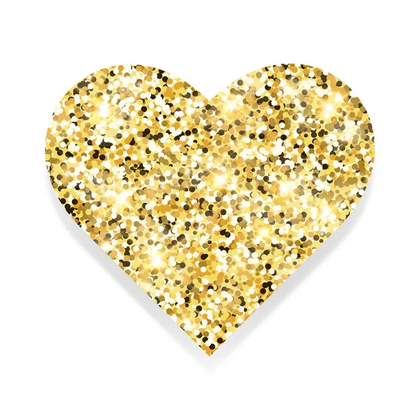 Χρυσή Γκλίτερ Καρδιά Απομονωμένη Λευκό Φόντο Λαμπερά Σωματίδια Στοιχείο Πολυτελείας — Διανυσματικό Αρχείο