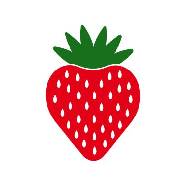 Gıda uygulamaları ve web siteleri için çilek yassı simgesi. Vektör illüstrasyonu beyaz arkaplanda izole edildi.