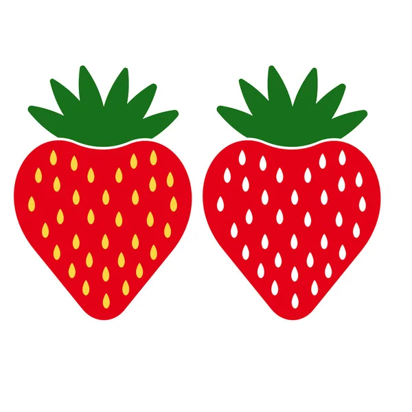 Aardbeienfruit Icoon Met Gele Witte Zaden Vectorillustratie — Stockvector