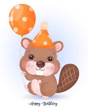 Doğum günü için sevimli küçük kunduz.