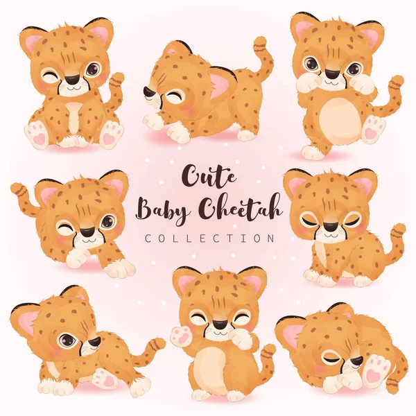 Cute Cheetahs Clip Art Set — Vector de stock