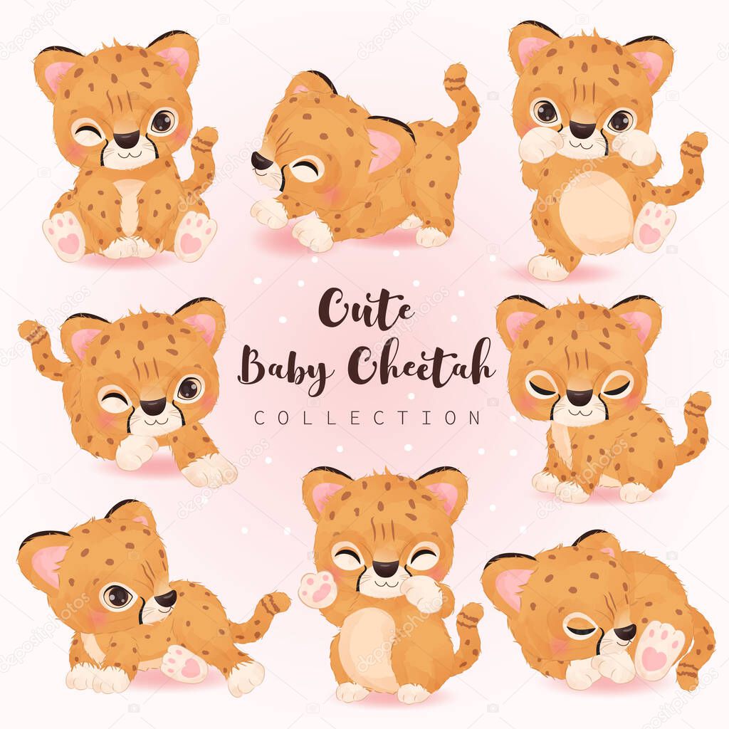 Cute cheetahs clip-art set
