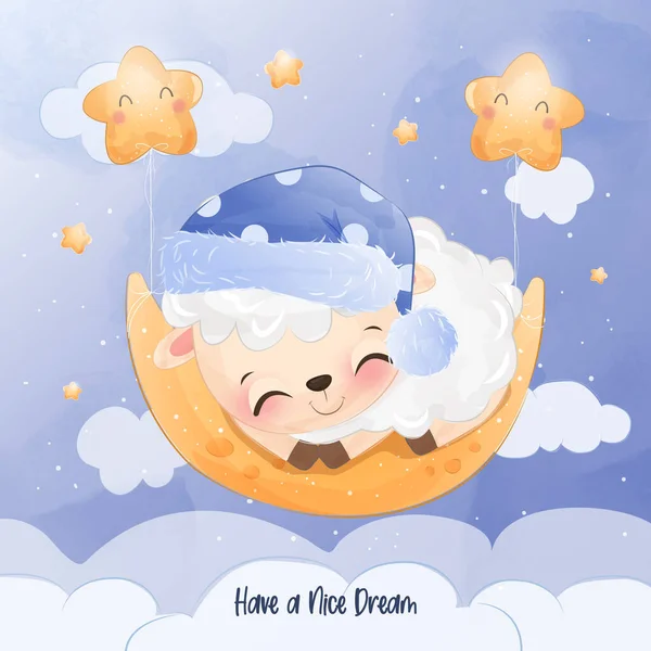 Adorable Little Sheep Sleeping — ストックベクタ