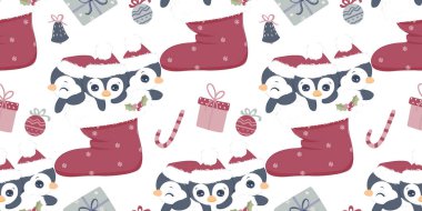 Noel süslemesi için sevimli, pürüzsüz bir penguen deseni