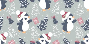 Noel süslemesi için sevimli, pürüzsüz bir penguen deseni