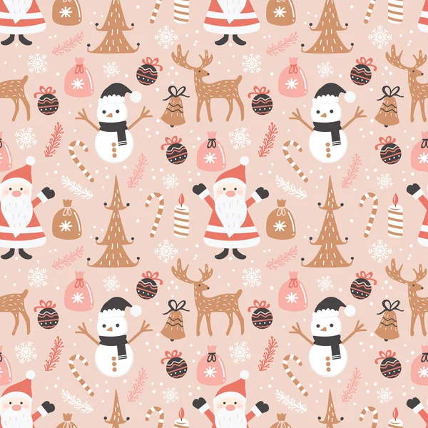 Cute Seamless Pattern Winter Christmas Decoration — Stock Vector