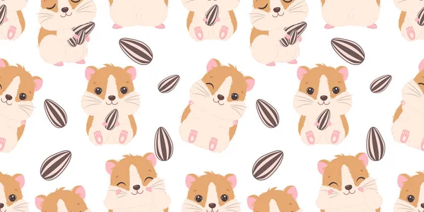 Cute Hamster Seamless Pattern — Stock Vector