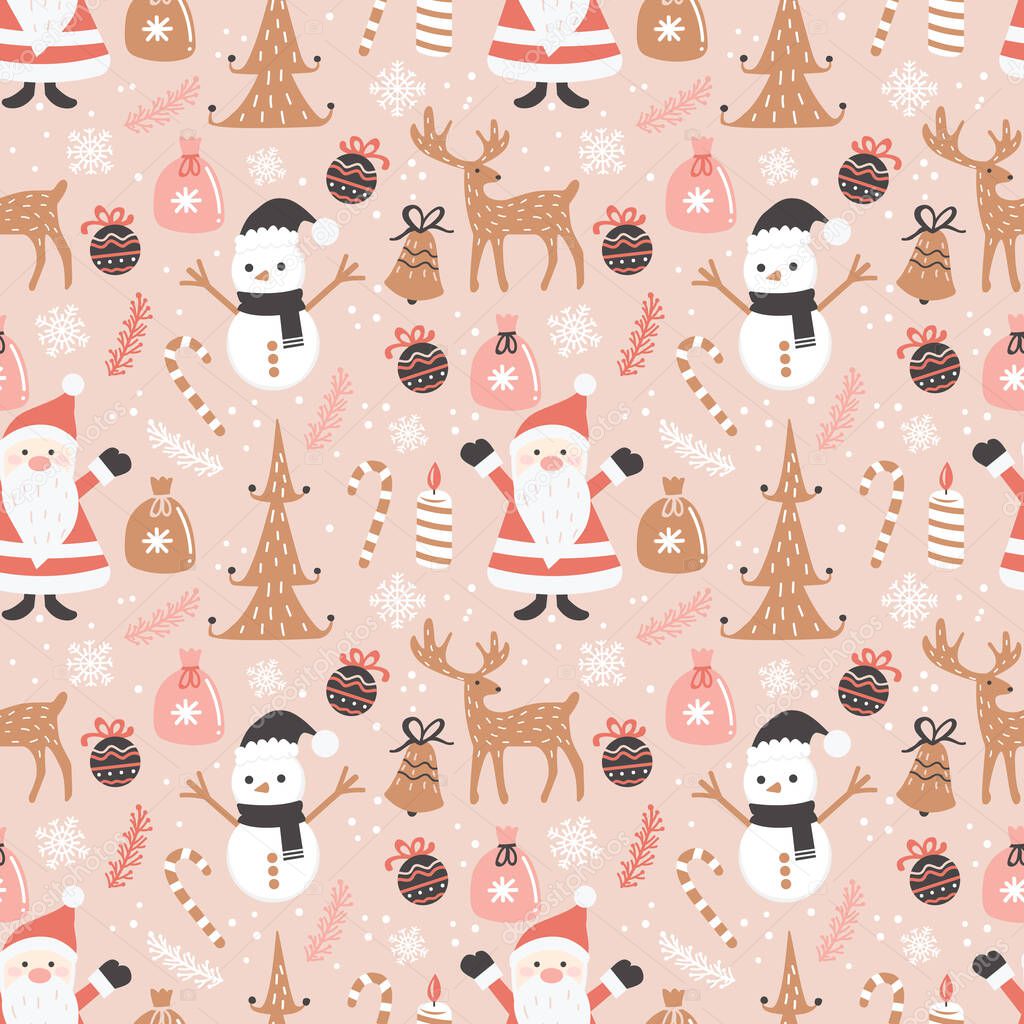 Cute seamless pattern for winter and christmas decoration