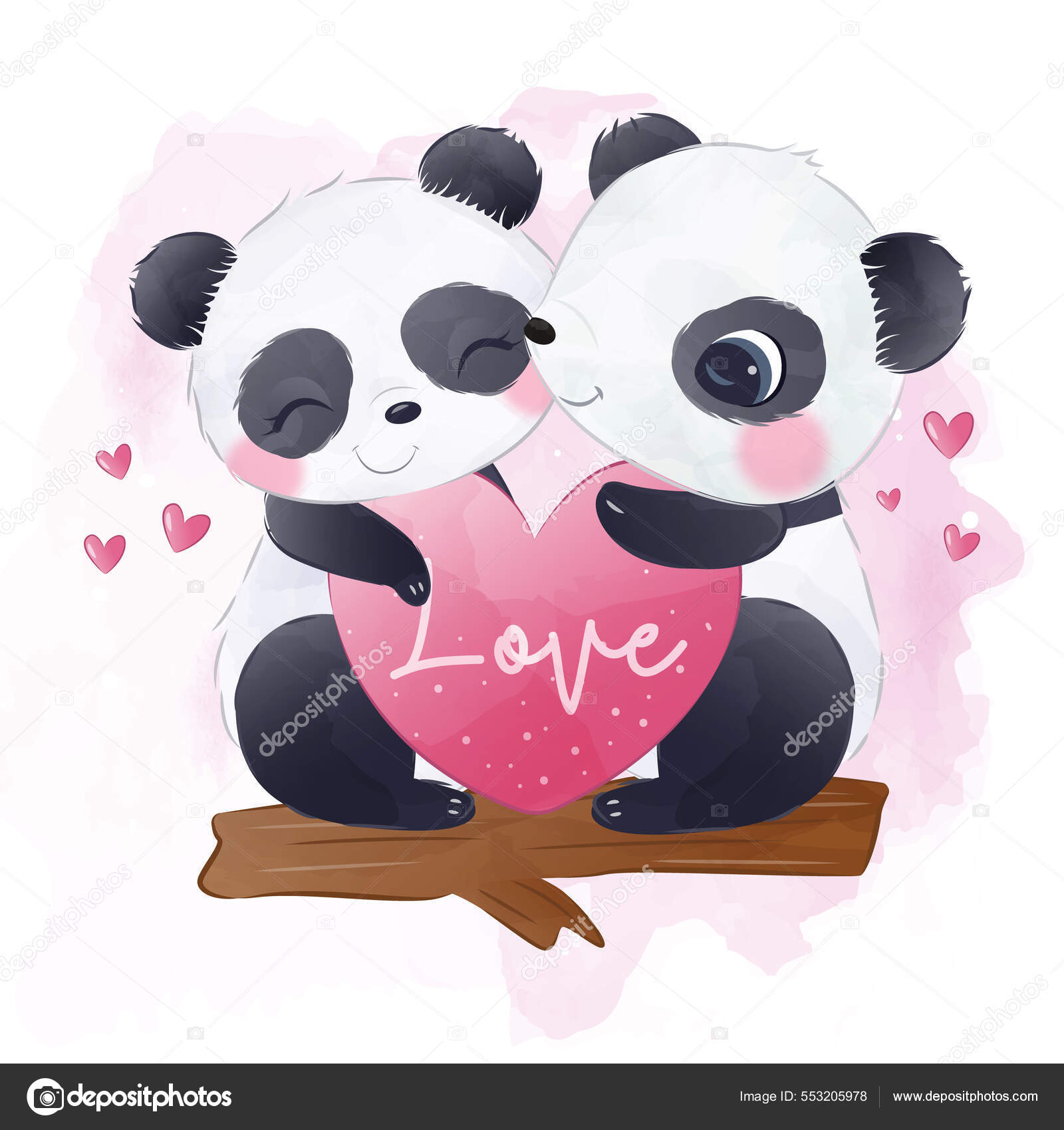 Lindo casal de pandas apaixonados desenho simples e mínimo de