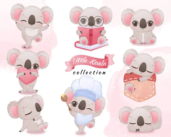 Imádnivaló Kis Koala Illusztráció — Stock Vector