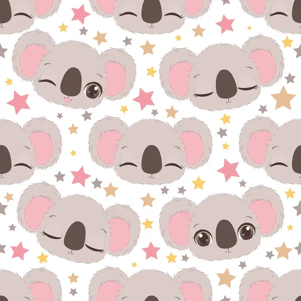 Cute Koala Seamless Pattern Children Fabric — 스톡 벡터