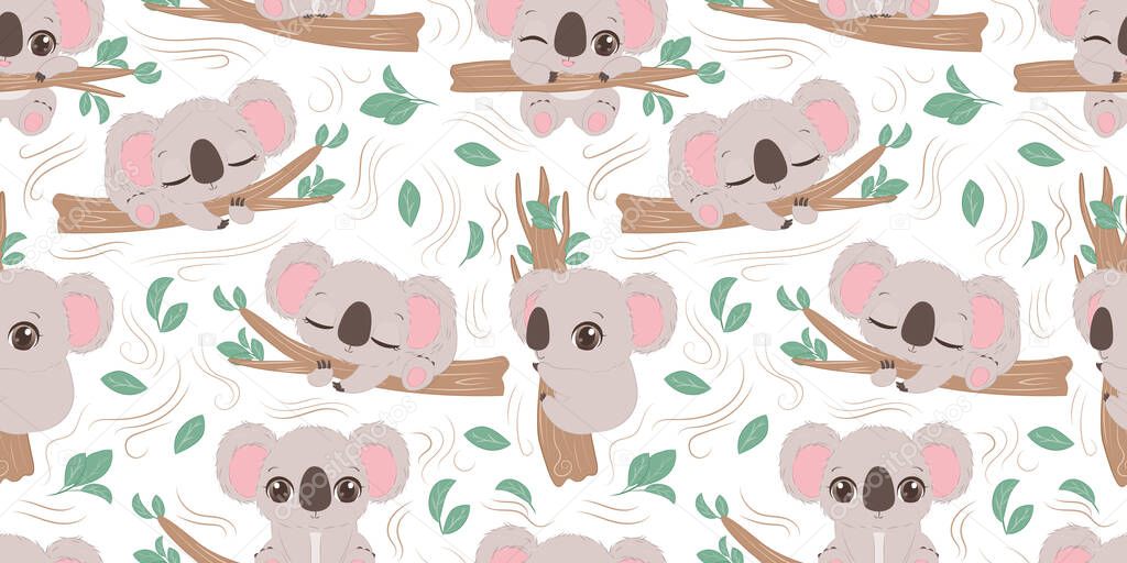 Cute koala seamless pattern for children fabric