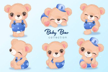 Suluboya resimlerdeki sevimli küçük ayı.