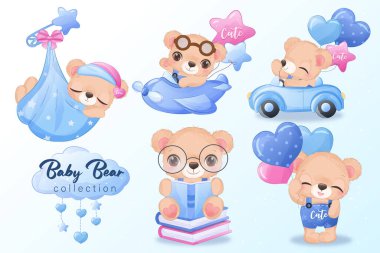 Suluboya resimlerdeki sevimli küçük ayı.