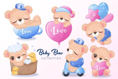 Suluboya resimlerdeki sevimli küçük ayı.