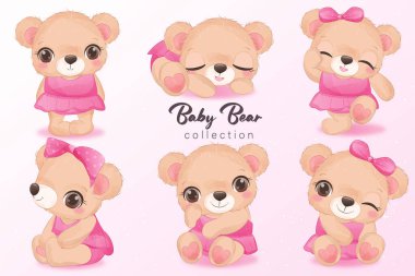 Suluboya resimlerdeki sevimli küçük ayı.