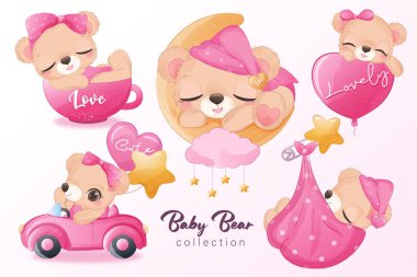 Suluboya resimlerdeki sevimli küçük ayı.