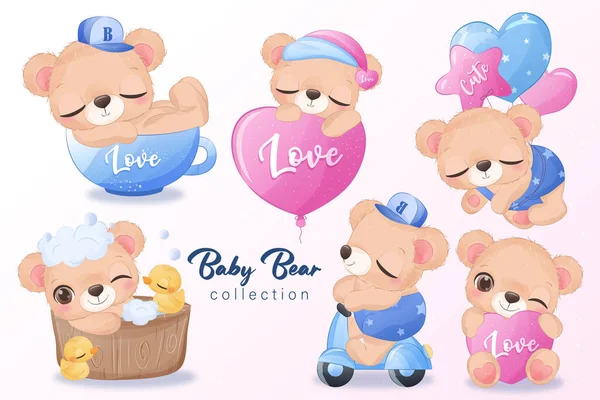 Suluboya resimlerdeki sevimli küçük ayı.