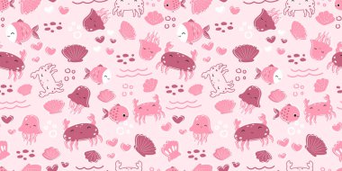 Sevimli ve eğlenceli okyanus hayatı kusursuz desen