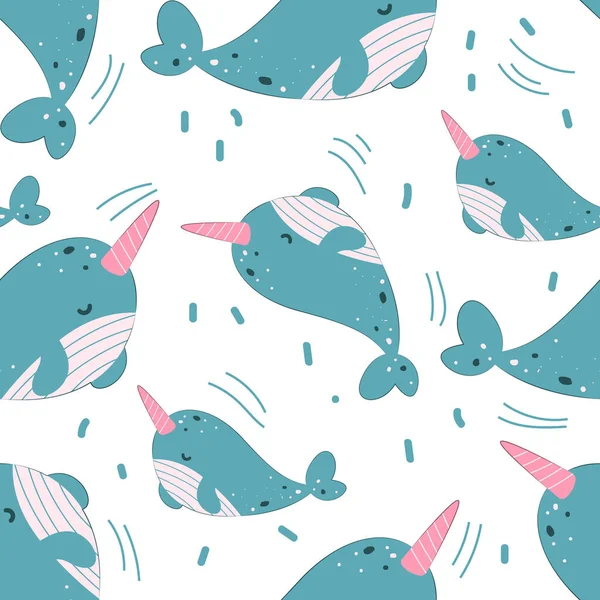 Adorable and fun ocean life seamless pattern
