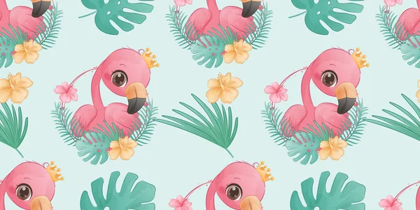 Summer Flamingo Seamless Pattern — Stock Vector