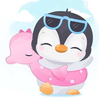 Cute Summer penguin Illustration