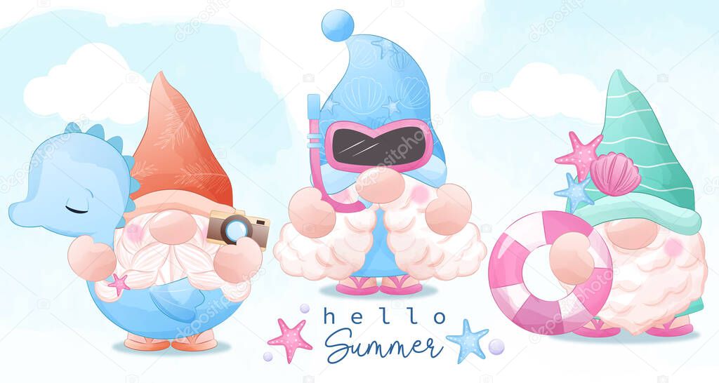 Cute Summer Gnomes Illustration