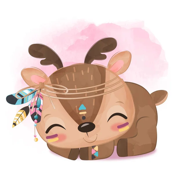 Tribal Series Cute Baby Reindeer — Stockový vektor