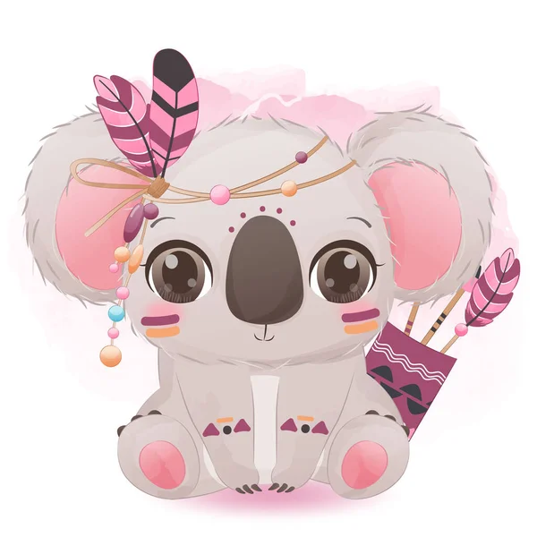 Tribal Series Cute Little Koala — Vetor de Stock