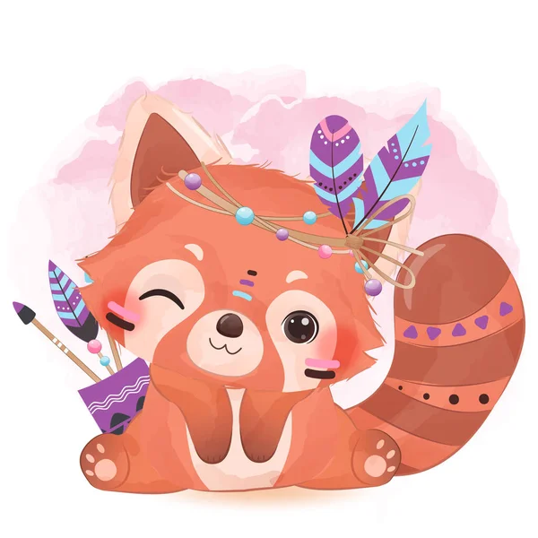 Tribal Series Little Red Panda — Stock Vector