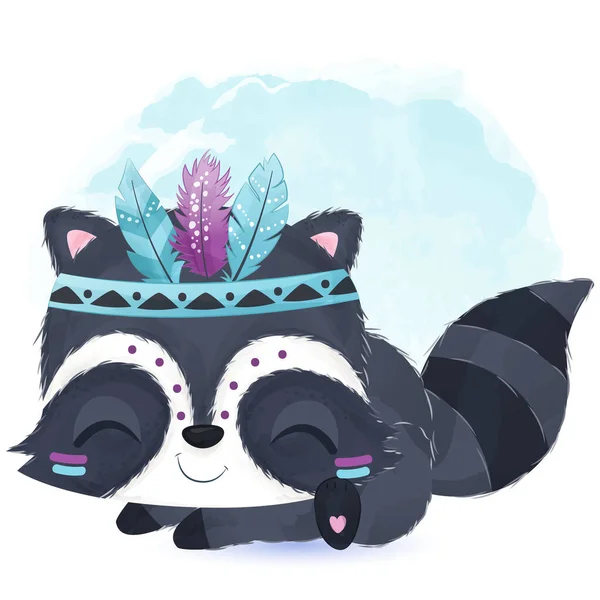 Tribal Series Cute Little Raccoon — Vetor de Stock