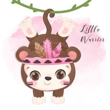 Tribal Series Little Monkey Illustration
