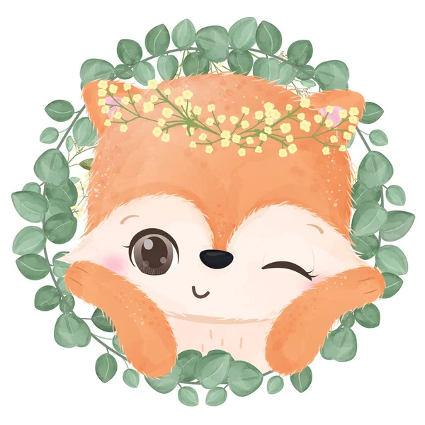 Cute Baby Fox Decorative Background — Διανυσματικό Αρχείο