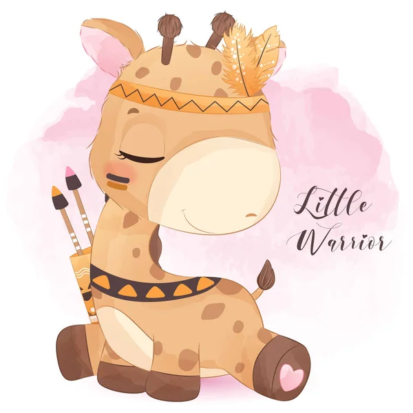 Tribal Series Little Giraffe Illustration — Vector de stock