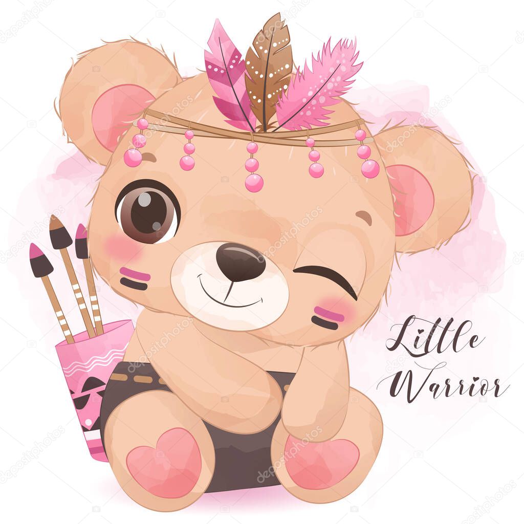Tribal Series Baby Bear Illustration