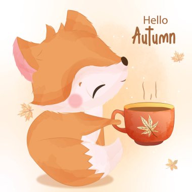 Autumn series little fox illustration