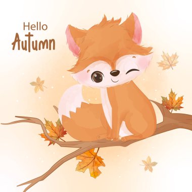Autumn series little fox illustration