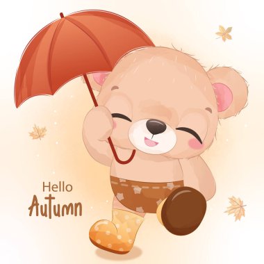 Autumn series little bear illustration