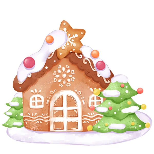 Vánoční Zázvorový Chléb Akvarelu — Stockový vektor