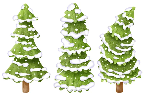 Vánoční Stromky Akvarelové Ilustraci — Stockový vektor